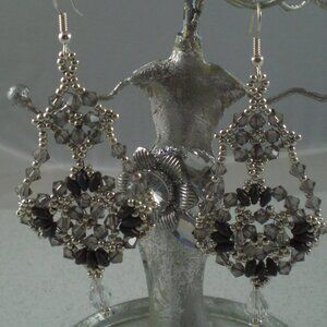 Chandelier Dangle Earrings; Hand Beaded, Dangle Earrings, Chandelier Earrings
